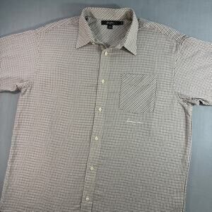 Sean John Houndstooth Button Up Shirt Men’s XXXL Burgundy White Cotton